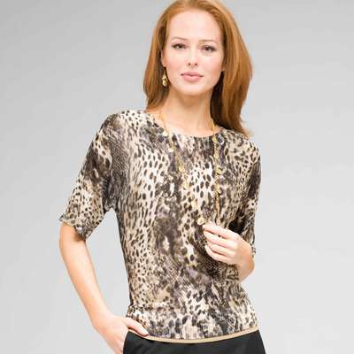 Animal print Boat Neck Sweater