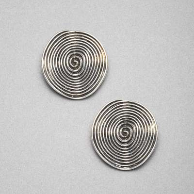 Silver Button Earrings