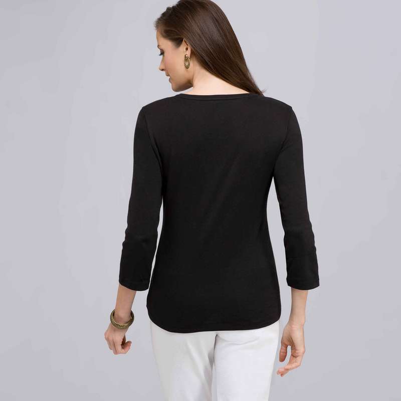 3/4 Sleeve V-Neck Top, , large image number 1